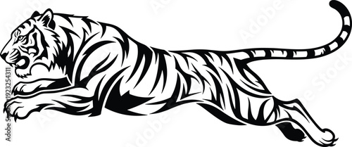 Wallpaper Mural Tiger silhouette leaping forward, dynamic stripes, powerful wildlife animal vector illustration design for logos, tattoos, and artwork Torontodigital.ca