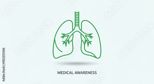 Green lungs illustration with bronchi and trachea for medical awareness and health education