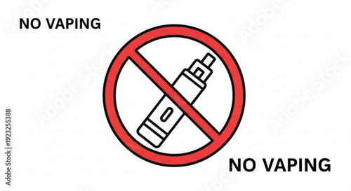 No vaping warning sign with prohibited e cigarette symbol on white background