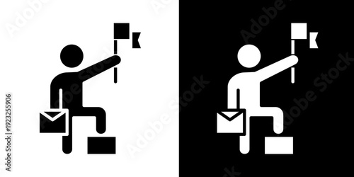 Success Icon Set White Glyph Style Collection