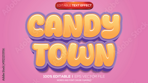 3d text effect candy town theme