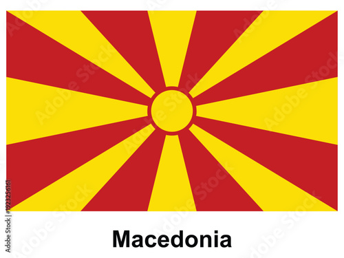 Vibrant Flag of Macedonia with Radiant Colors and Bold Design Elements