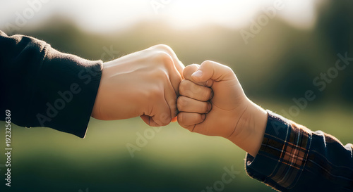 Heartwarming father's day moment a symbolic fist bump between father and child