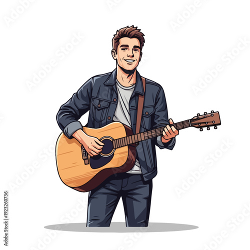 Young Musician Playing Acoustic Guitar