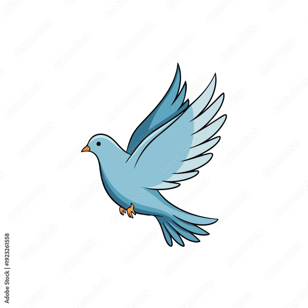 Obraz premium Blue Dove in Flight Illustration