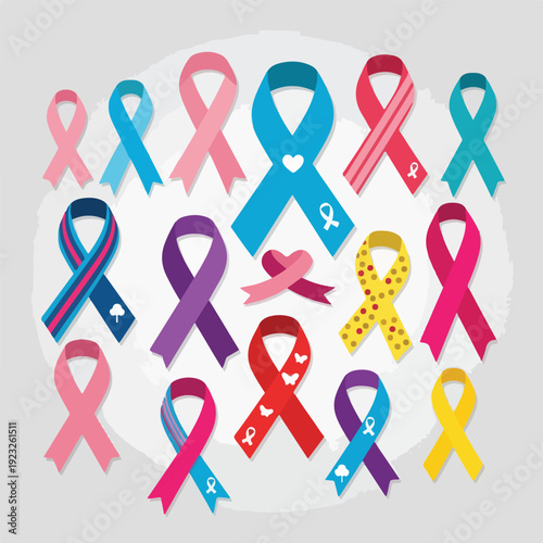 Colorful Awareness Ribbons for Various Causes