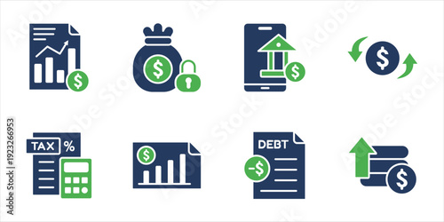 Corporate finance icons pack. Modern office symbol collection. Simple icon set