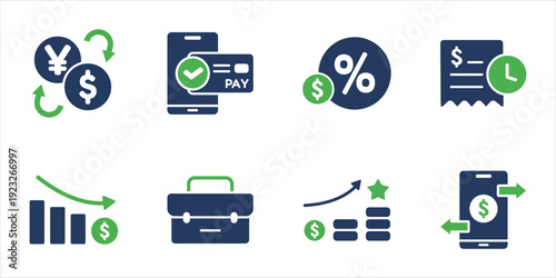 Finance symbol icon pack. Corporate office collection. Professional icon set
