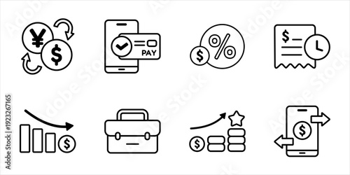 Finance thin line icon pack. Corporate office outline symbol collection