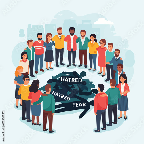 People standing together against hatred and fear
