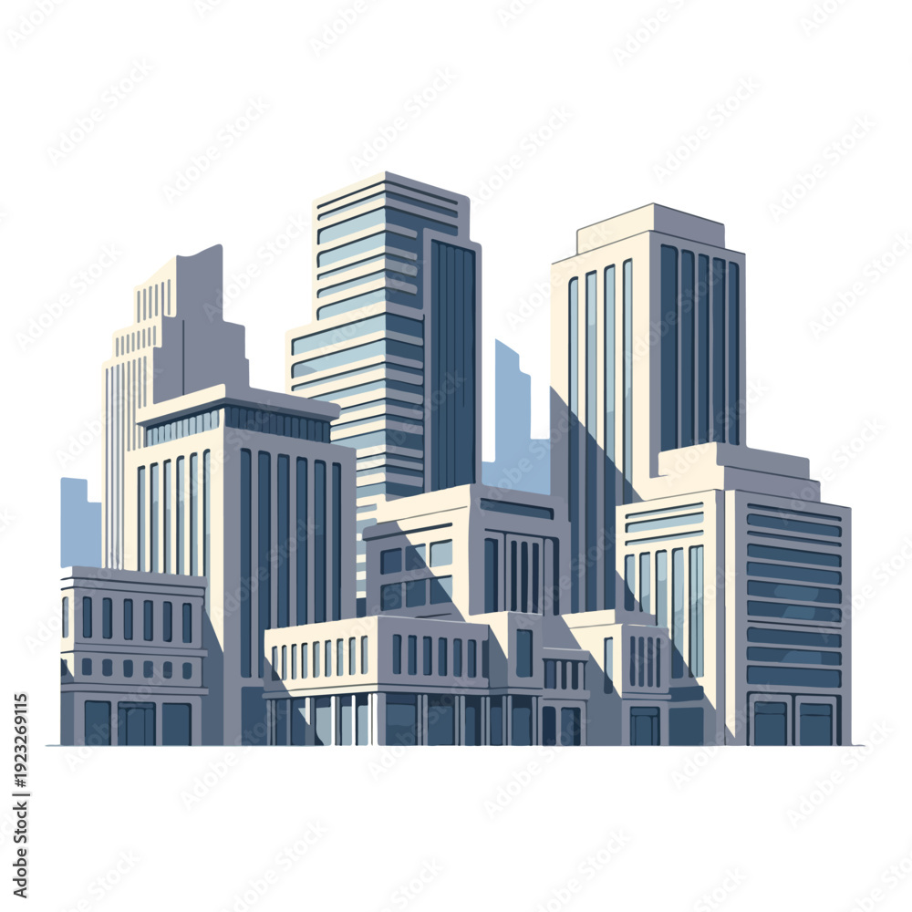 Obraz premium Modern city skyline with skyscrapers and high rise buildings