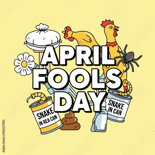 April Fools Day prank concept with funny items