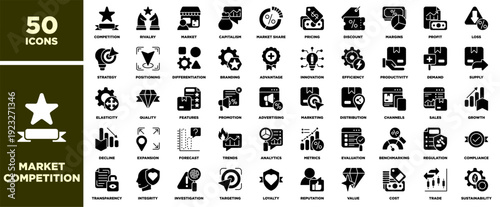 Market Competition Icon Sheet Glyph Black