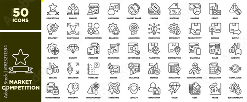 Market Competition Icon Sheet Line Black