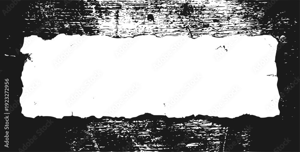 Fototapeta premium rusty horizontal frame, Black grunge border strokes line. Horizontal black frame. Vector design. Abstract grunge frame. Horizontal rectangular framework. vector template
