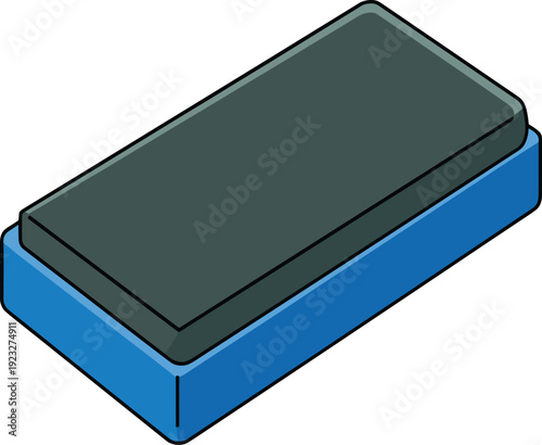 Whiteboard blue and gray color eraser vector on white background.