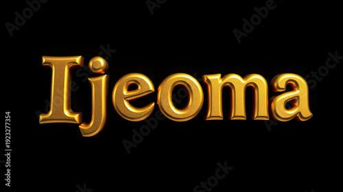 Old gold text effect of Nigerian Pidgin name Ijeoma with 3D glossy style Mockup.