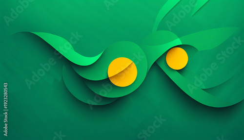 abstract green flowing shap...