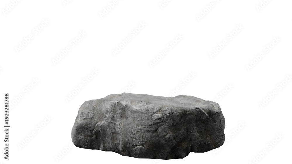 Obraz premium Isolated Gray Rock on Black Background