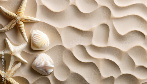 Beige Textured Surface With Starfish 1