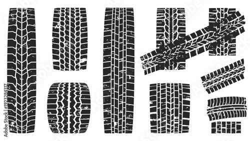 Tire Treads and Wheels Closeup.