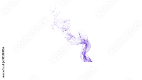 Fotografie A delicate tendril of light purple smoke rises and twists elegantly against a stark white background, offering a sense of grace