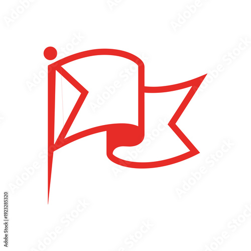 Red Flag Symbol Abstract Design.