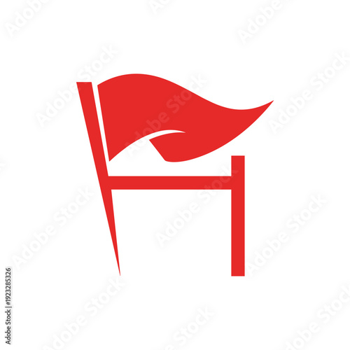 Red flag with letter H logo design concept.