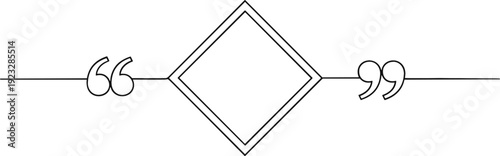 Minimalist line art quote divider with diamond shape and quotation marks for editorial text design