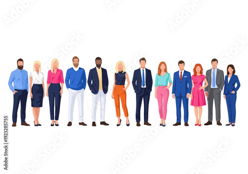Diverse group of business people standing in a row