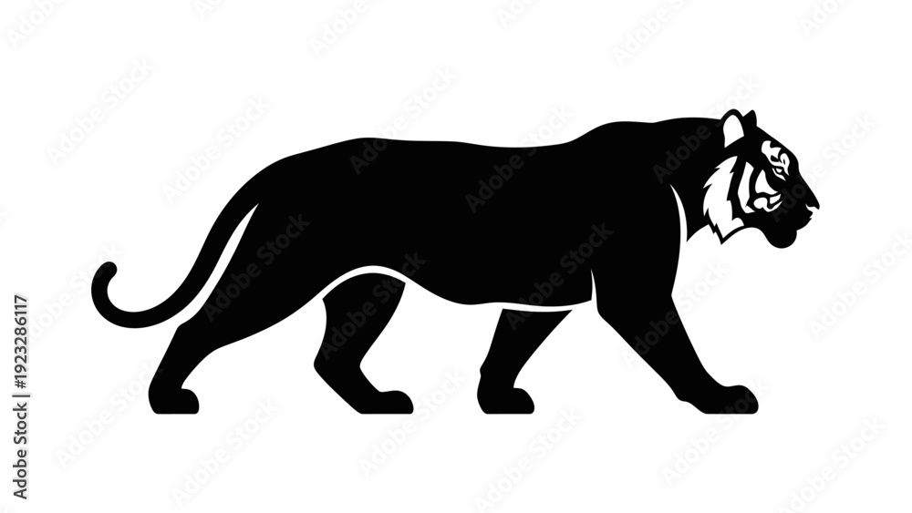 Naklejka premium Black Panther Walking Silhouette Animal.