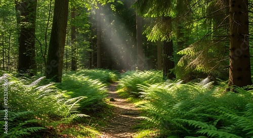 Lush Green Forest Pathway in Summer