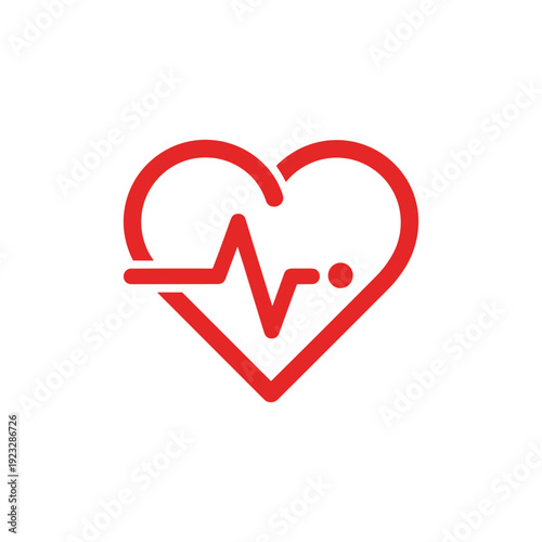 Red heart icon with a heartbeat line representing health and wellness.