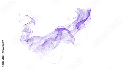 Cuadro en lienzo Abstract Purple Smoke Wave Spreading Horizontally on a Bright White Background,