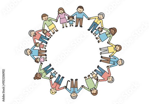 Diverse Group Of People Holding Hands In A Circle Representing Unity Community And Connection Across Generations