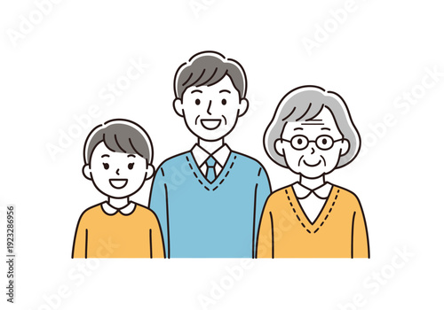 Diverse Generations Smiling Together Representing Family Unity And Joy In Simple Flat Design Style