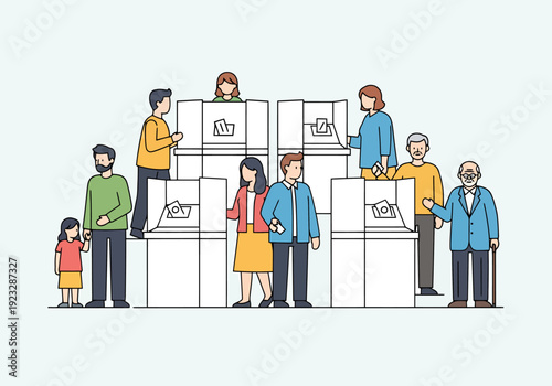 Diverse Group of People Interacting with Automated Teller Machines for Financial Transactions and Services