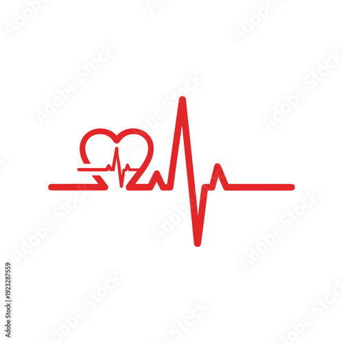Red heartbeat pulse line forming a heart shape symbol.