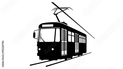 Black Tram Transportation Vehicle.