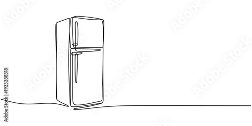 Self drawing line  Refrigerator continuous one single line drawn concept , one single line drawing of luxury two door refrigerator home appliance. Electricity kitchenware .