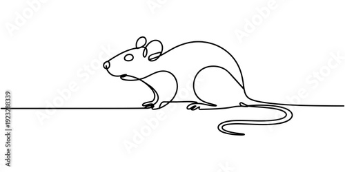 Self drawing one continuous line draw, logo, rat, mouse, One line drawing  of or rat animal, Abstract rat, continuous one line art hand drawing, minimalism simplicity one.