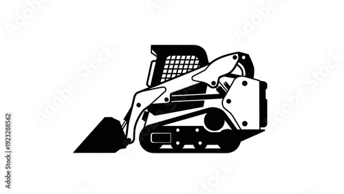 Black and White Skid Steer Loader.