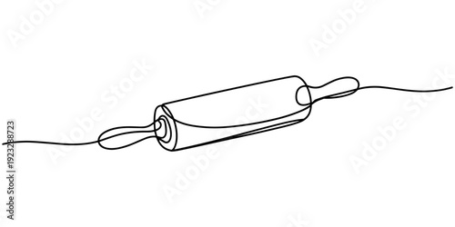 continuous line drawing of rolling pin symbol. abstract line art illustration, Rolling pin kitchen utensils one line continuous drawing illustration, Kitchen tools continuous one line illustration.