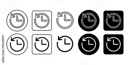 History Clock Icon Set with Time Record Symbol for Activity and Timeline