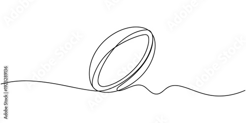 One continuous line drawing American football ball. sport ball concept, Continuous one line drawing of Rugby ball. Modern continuous line draw design graphic vector illustration.