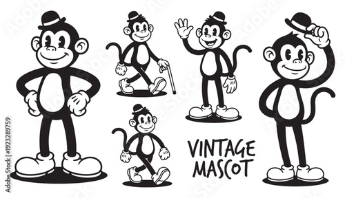 monkey funny cartoon mascot character set
