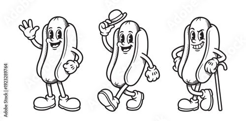 hot dog funny cartoon mascot character set
