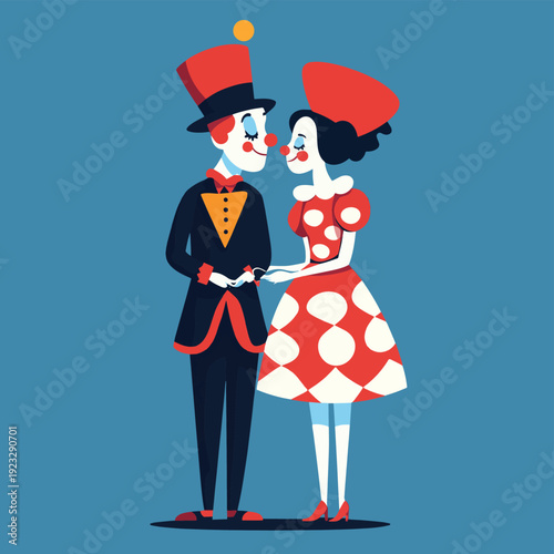 Love dress like a clown. Isolated Vector Illustration , vector style simple color