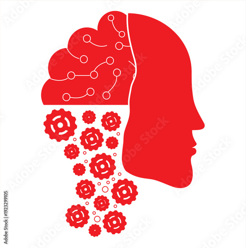 Stylized Artificial Intelligence Brain and Machine Learning Concept Illustration