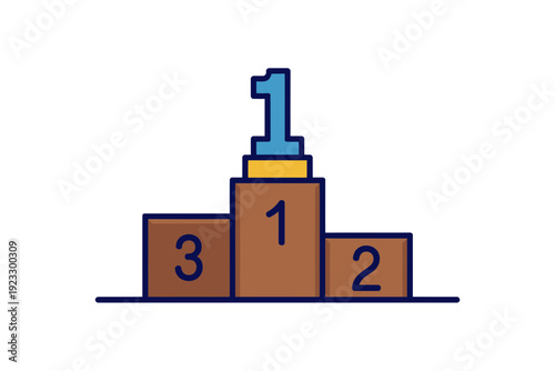 A colorful vector graphic of a podium with three blocks representing first, second, and third place